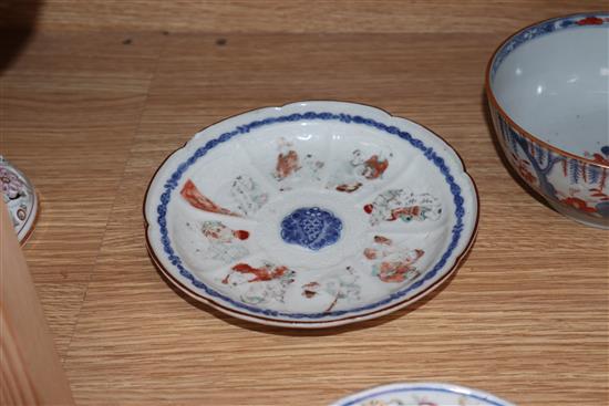 Two Chinese porcelain bowls and saucer and a Japanese dish